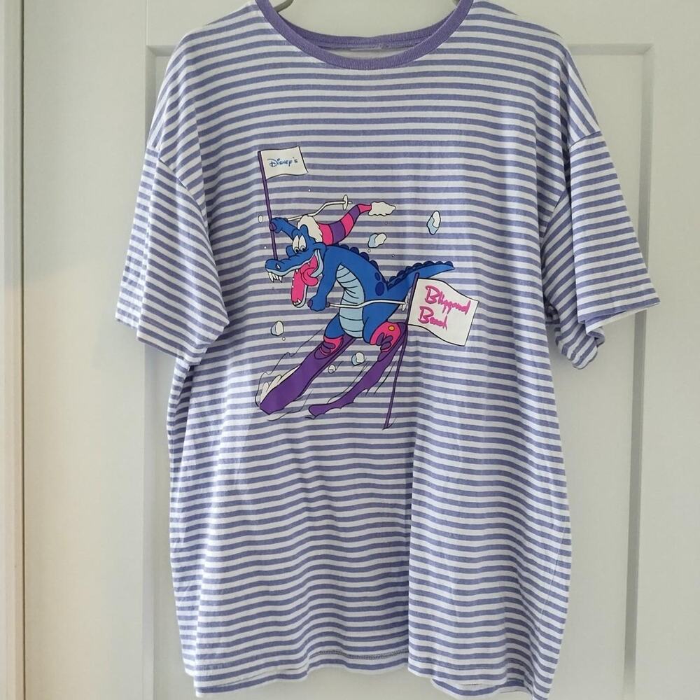 Vintage 90s Disney's Blizzard Beach - Ice Gator - RARE Striped T-Shirt - NO TAG
